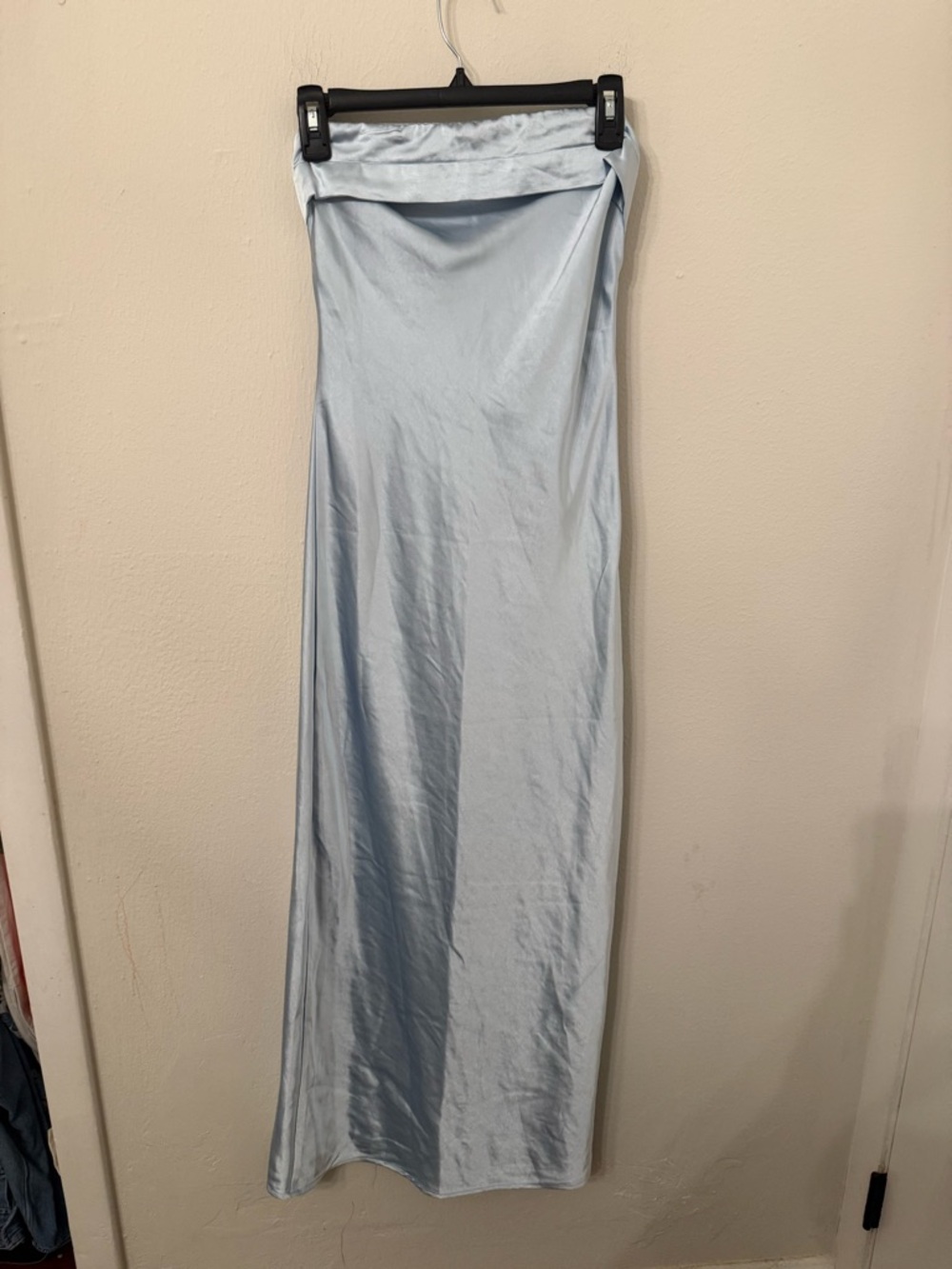 Light Blue Satin Slip Dress - Women